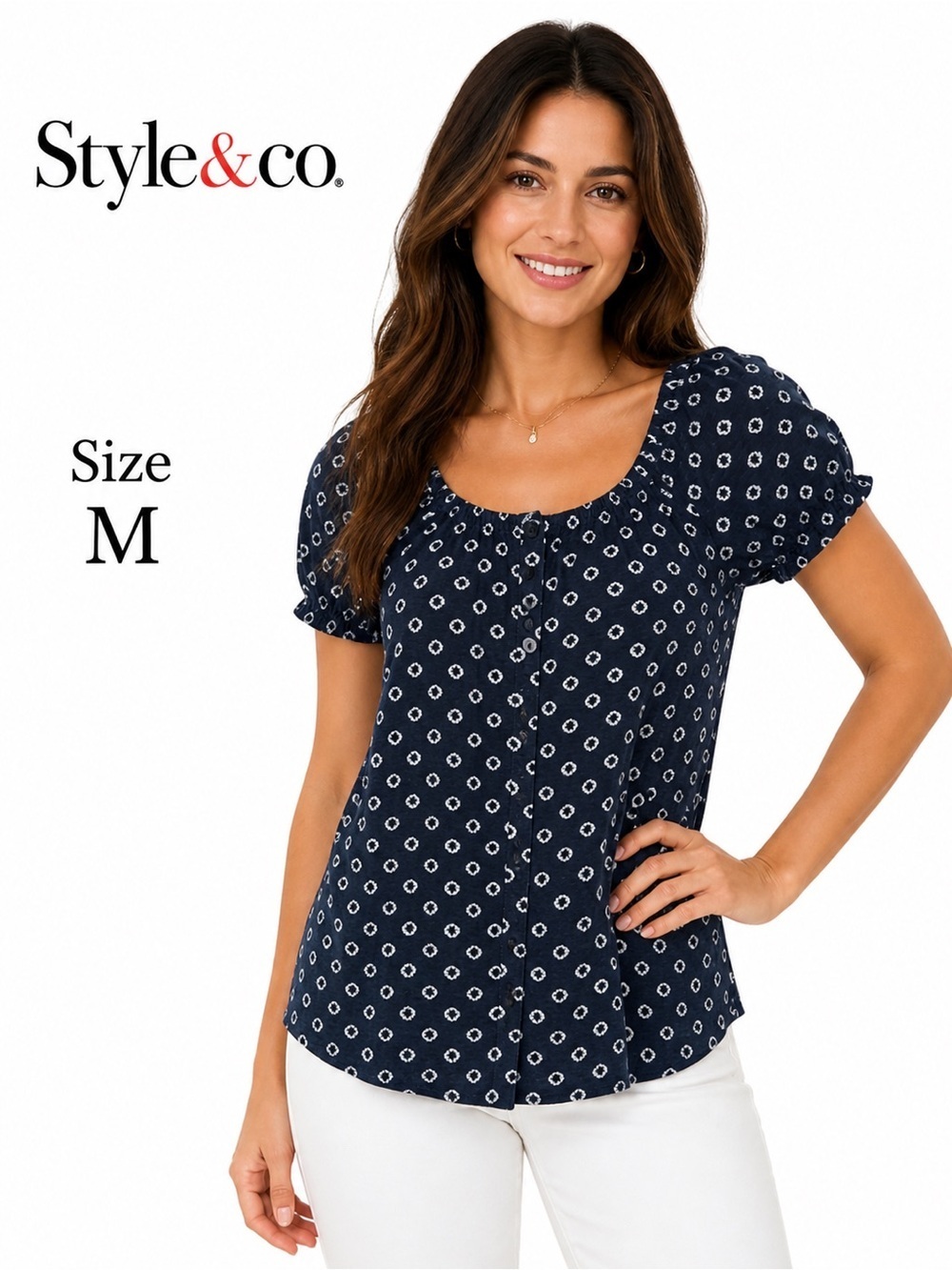 STYLE & CO women blue top/size M